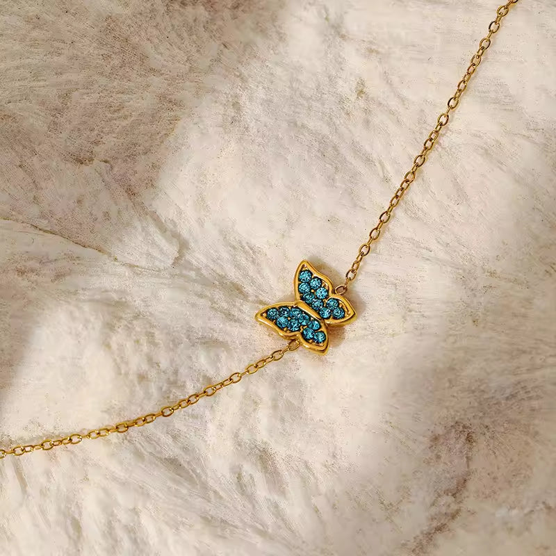 Zircon Butterfly Charm Bracelet