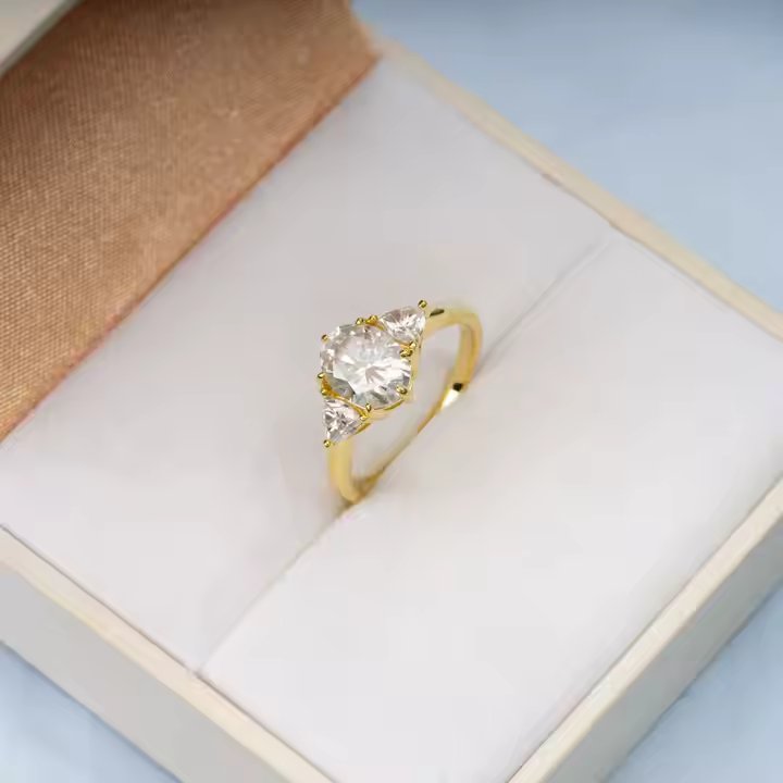 Three-Stone VVS Moissanite Engagement Ring - 925 Silver