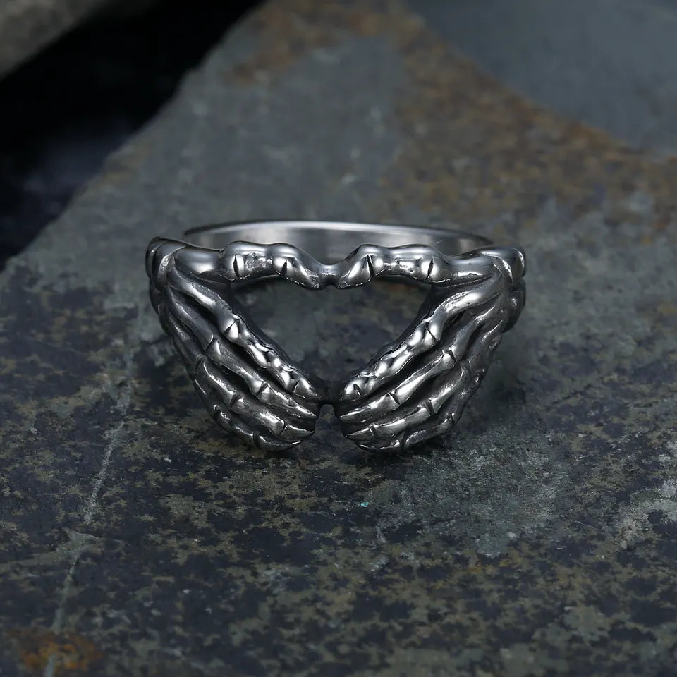 Heart Shape skeleton hands Ring