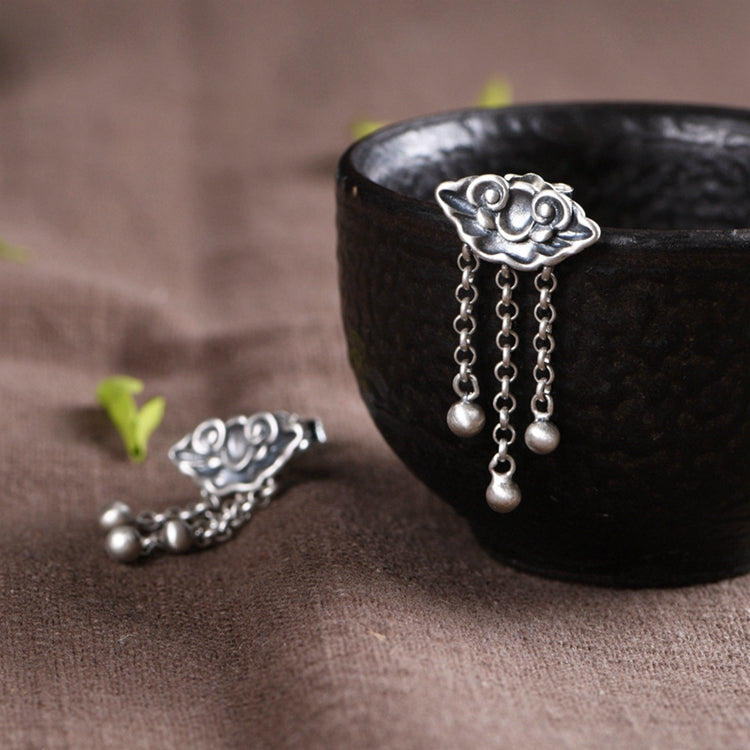 Flower Shape Chain Tassel Earrings