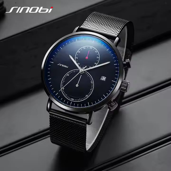 Sleek Black Chronograph Watch