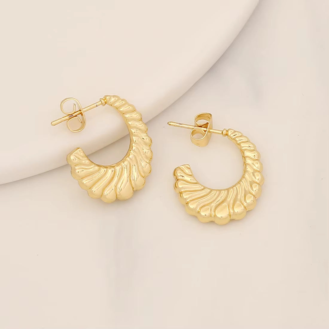 Tarnish Geometric Stud Huggie Hoop Earrings
