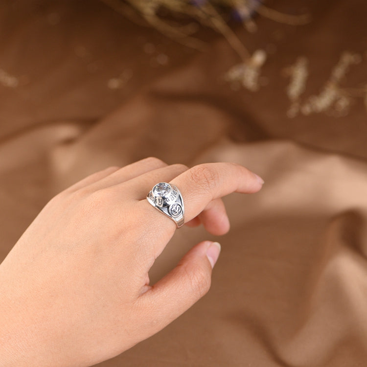 Letter Inlaid Zircon Adjustable Ring