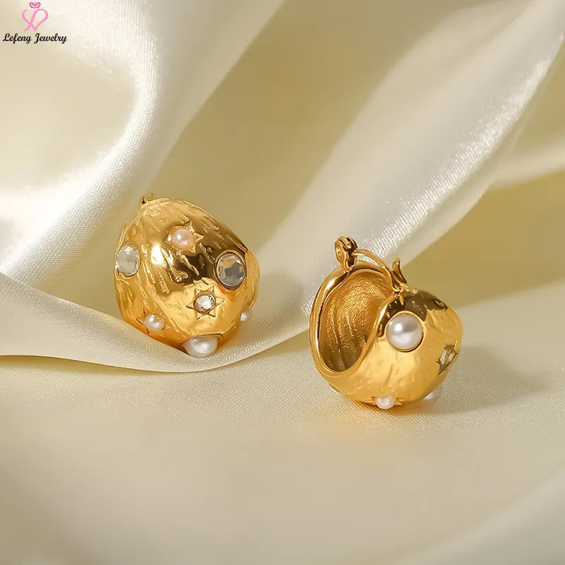 Zircon Pearl Hoops