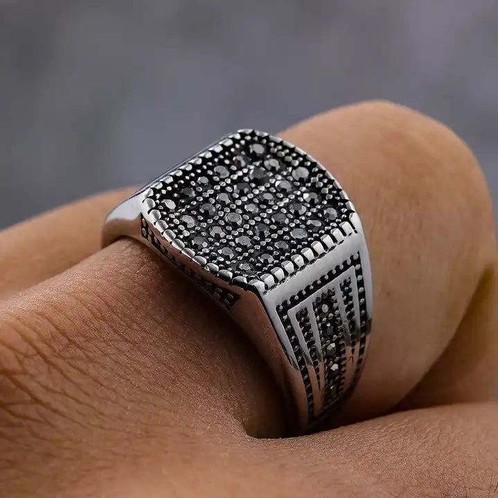 Pave inlaid zircon ring