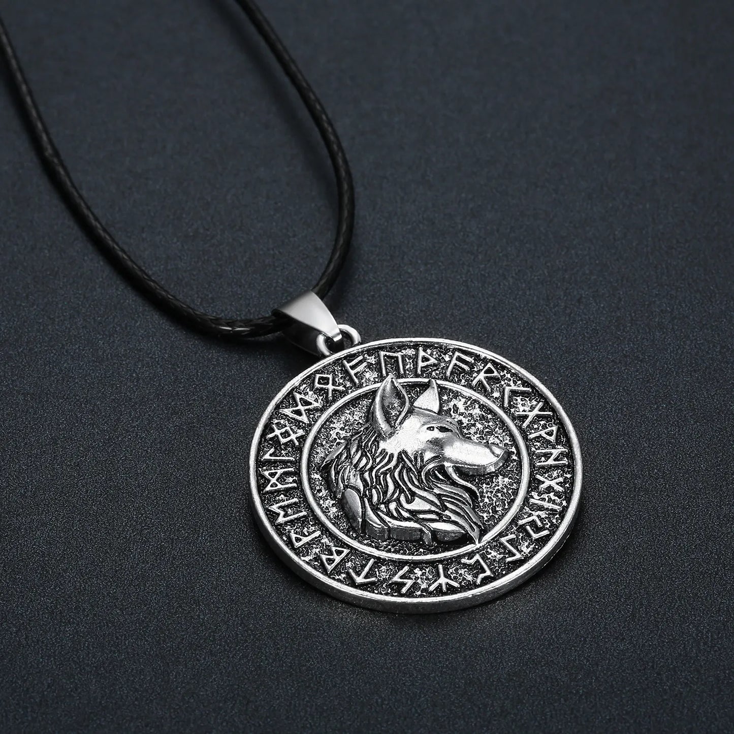 Nordic Wolf Rune Pendant