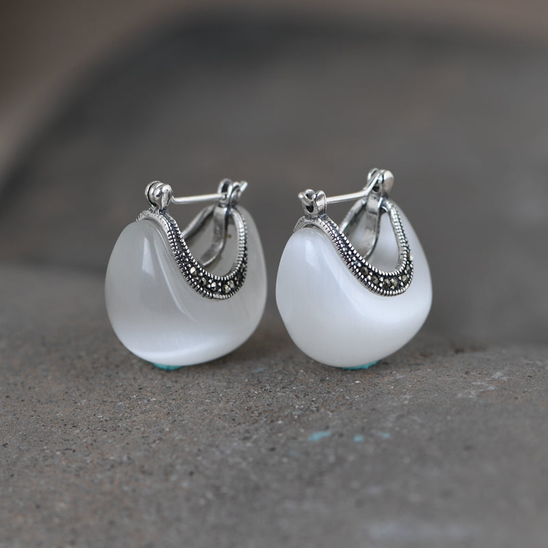 Inlaid with Synthetic Opal Earrings