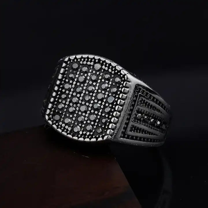 Pave inlaid zircon ring
