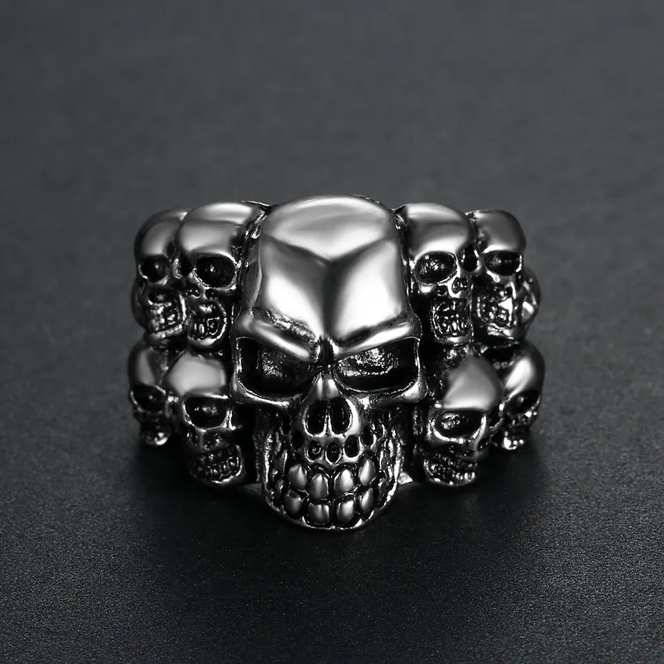 Multi skull Biker Ring