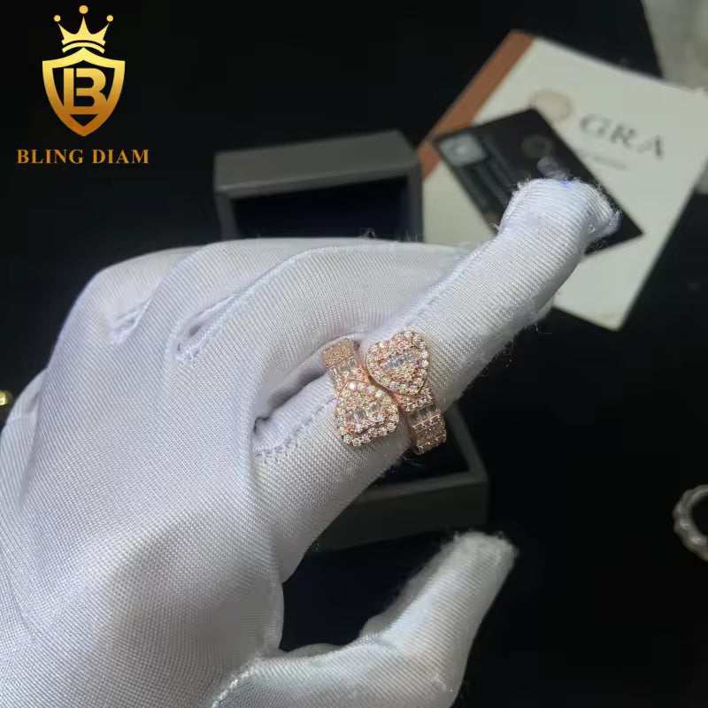 Heart-design iced-out ring
