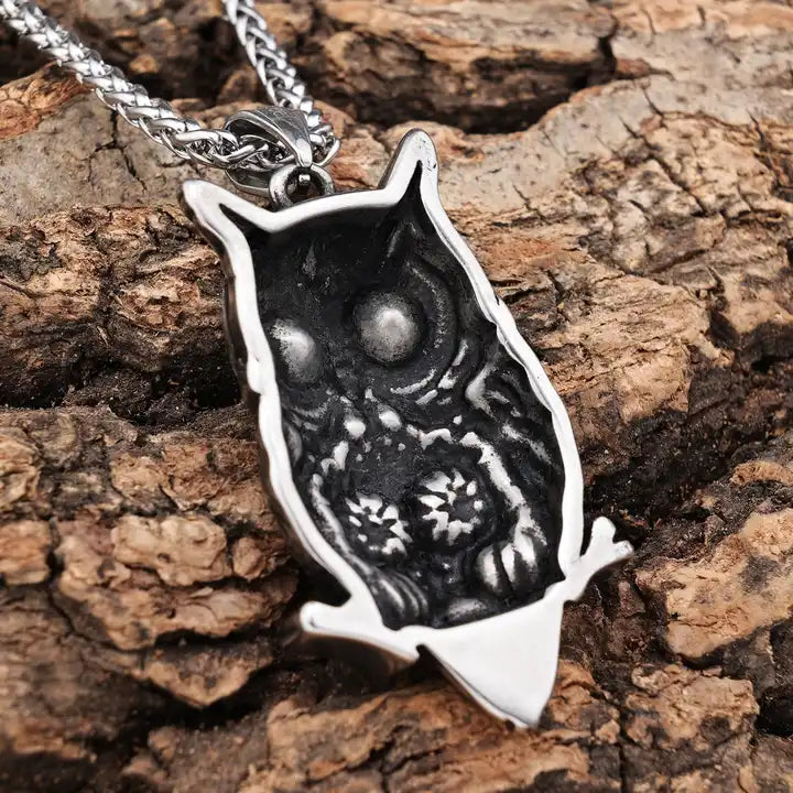 Owl Skull Pendant | Stainless Steel Necklace