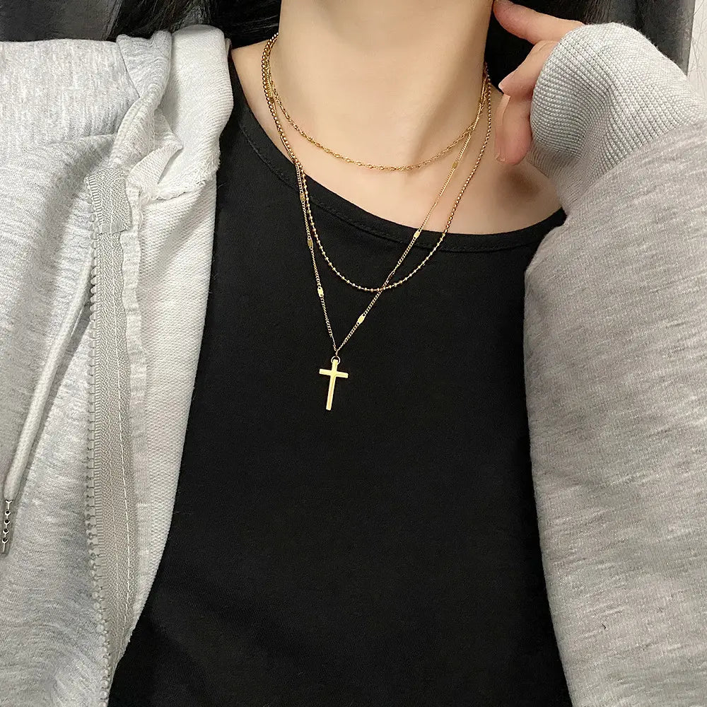 Layered Cross Necklace