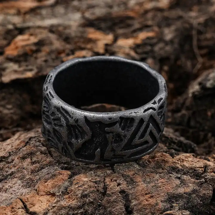 The Knot of The Slan Valknut Fenrir Wolf Signet ring