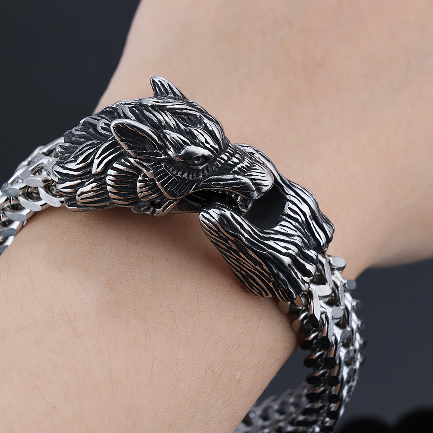 Viking Wolf Head Bracelet