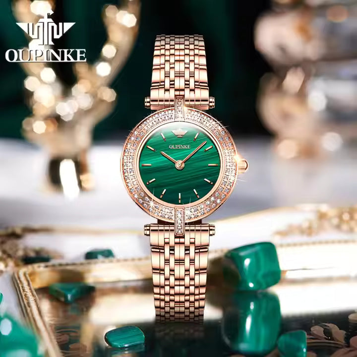 Green and Rose Gold Diamond Watch