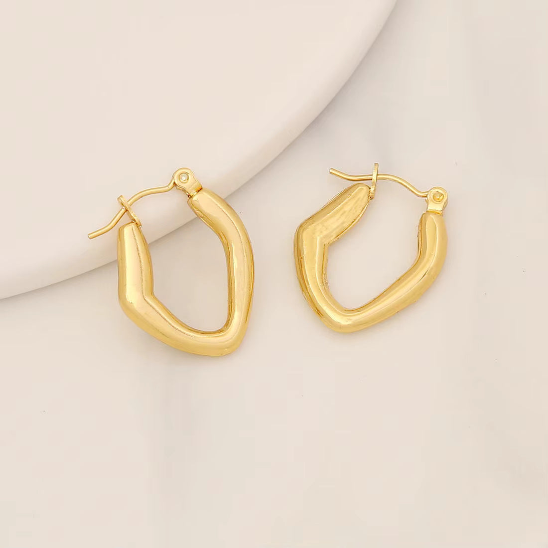 Tarnish Geometric Stud Huggie Hoop Earrings