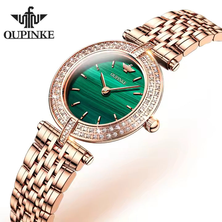 Green and Rose Gold Diamond Watch