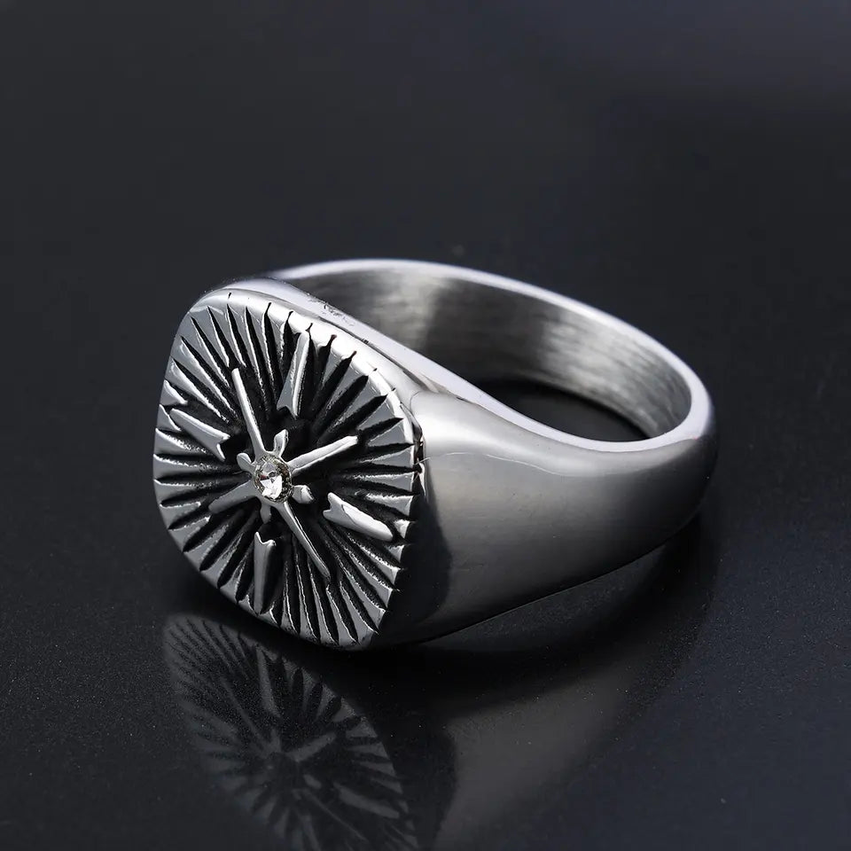 Voyager Cross Compass ring