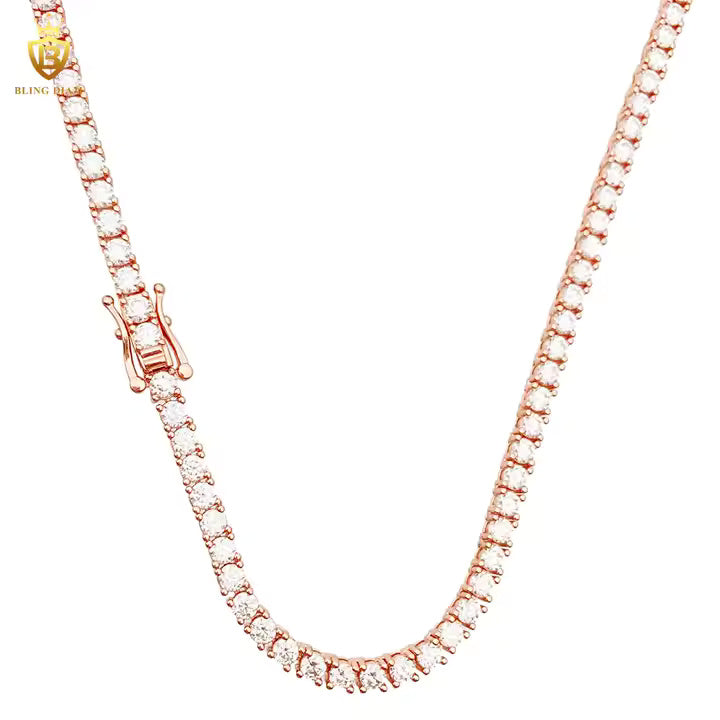 Signature Tennis Chain - 3-4mm VVS Moissanite, Gold Plated & Sterling Silver