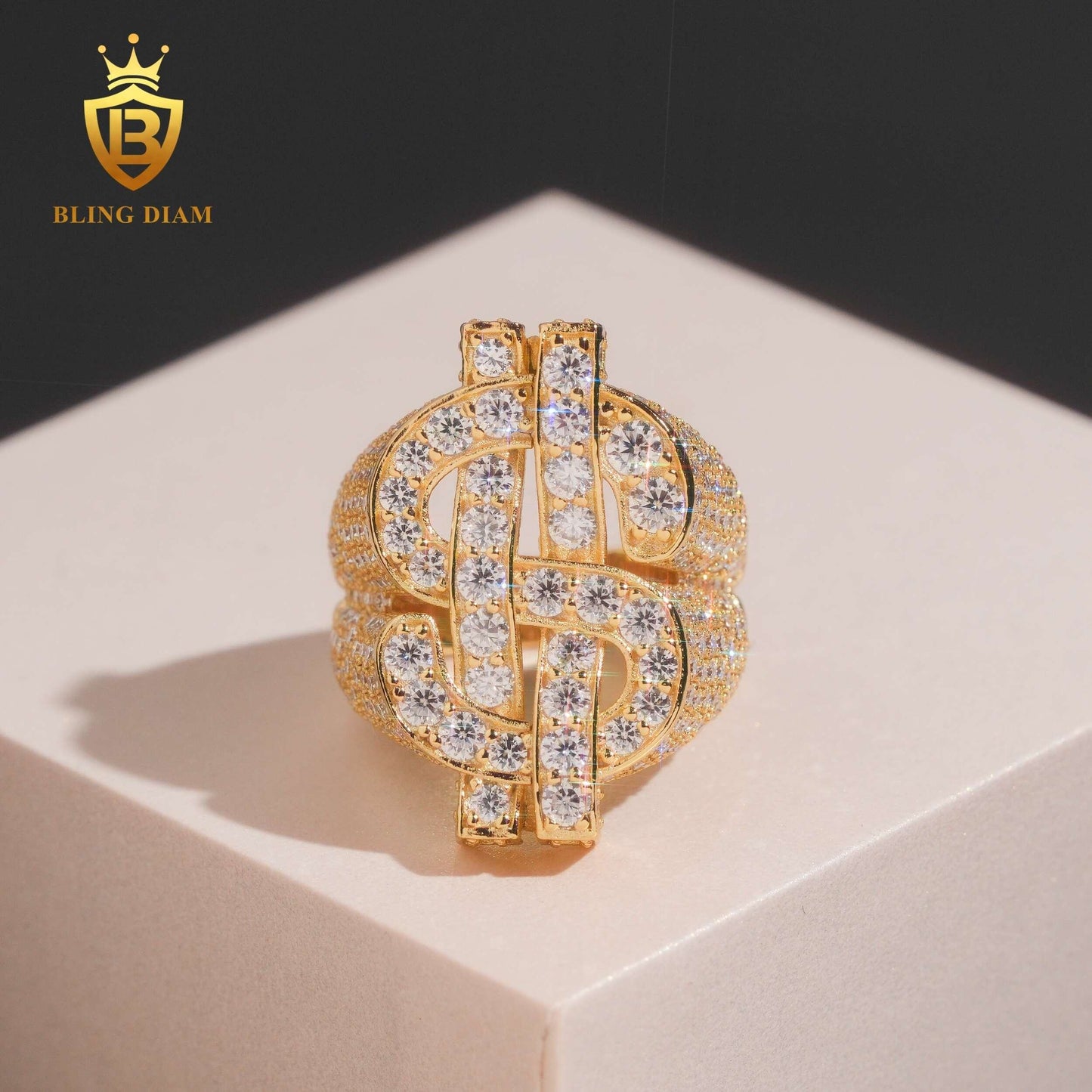 Iced-out hip-hop ring