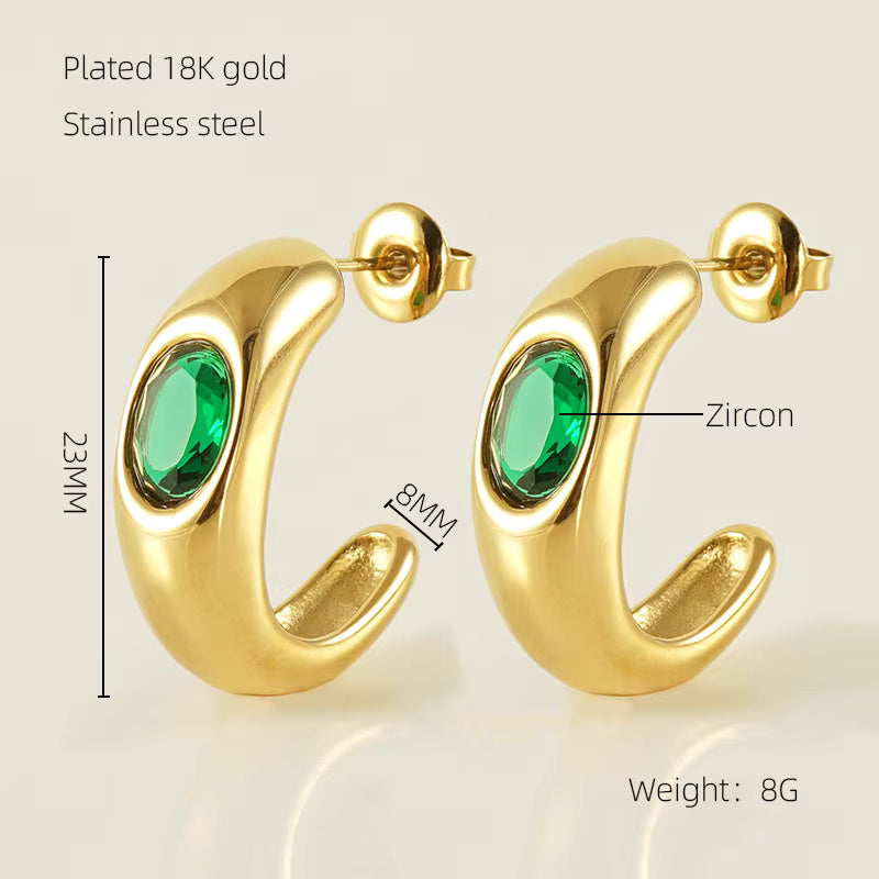 Green White Zircon Earrings