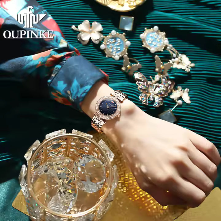 Green and Rose Gold Diamond Watch