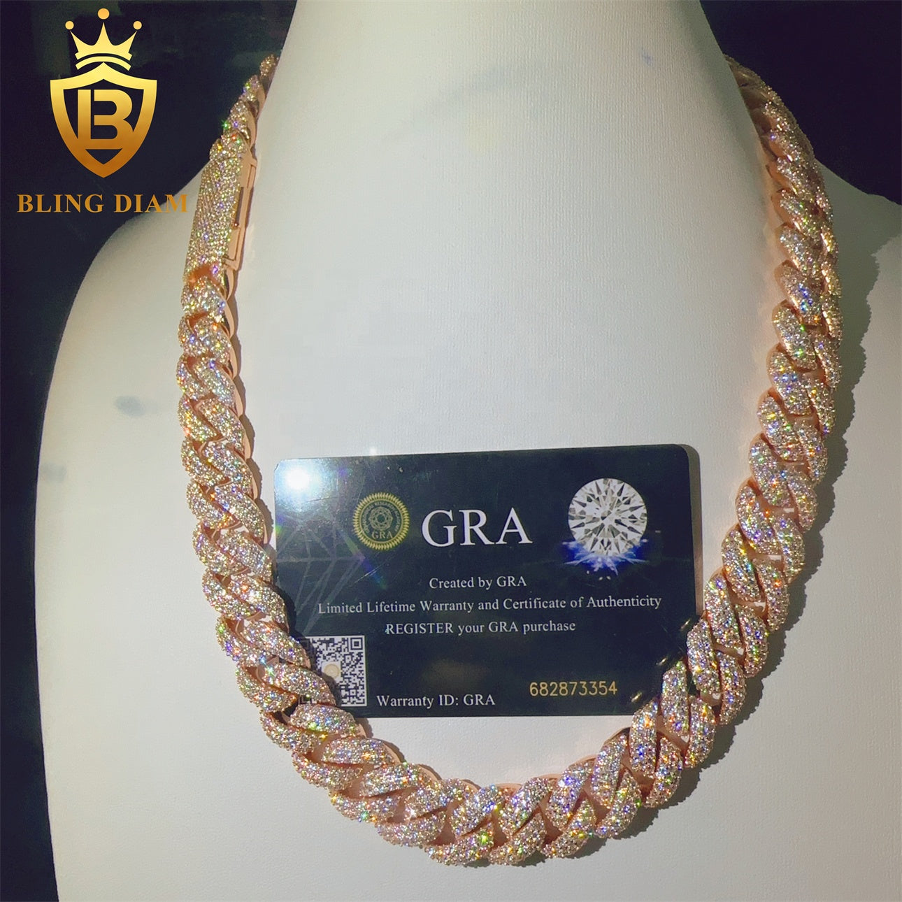 Miossanite 16mm Sterling Silver 925 Miami Cuban Link Chain