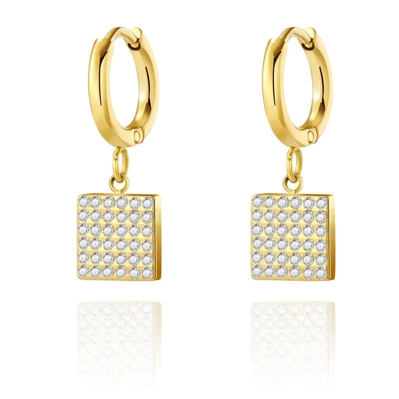 Zircon Butterfly Moon Square Heart Star Love Stud Earrings