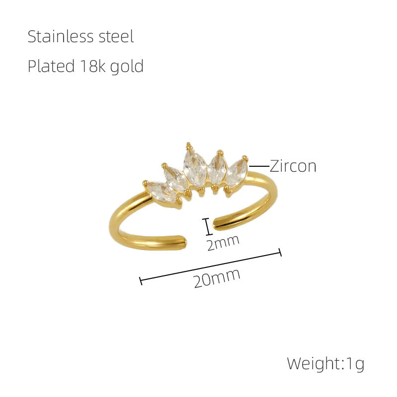 Inlaid Stones Heart Leaf Open Shiny Star Knuckle Finger Rings