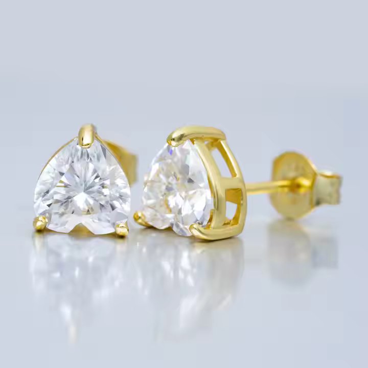 Heart Stud Earrings - 6.5mm VVS Moissanite, Sterling Silver