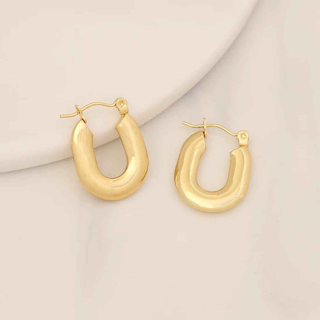 Tarnish Geometric Stud Huggie Hoop Earrings