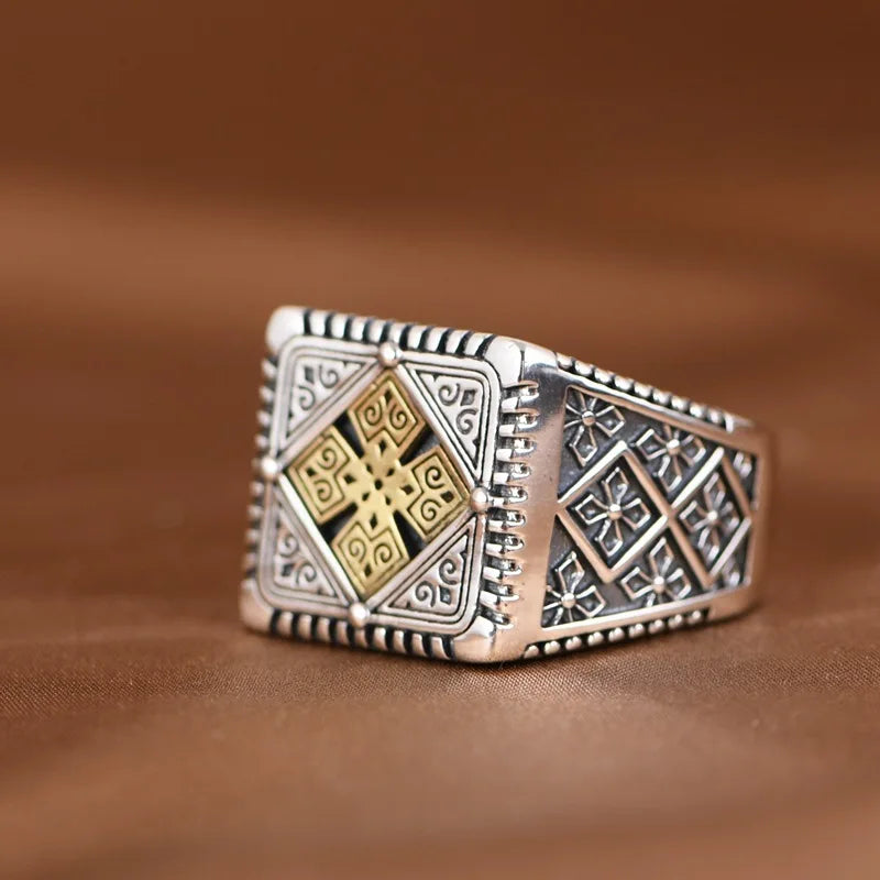 Punk Silver Cross Ring