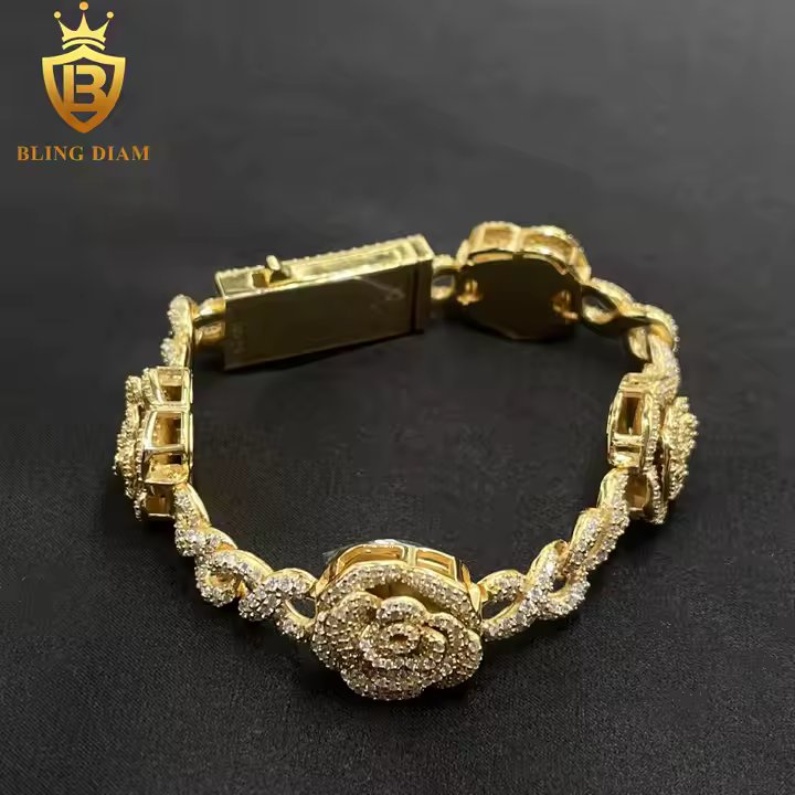 Rose Bracelet - VVS Moissanite, 18K Gold Plated & 924 Sterling Silver
