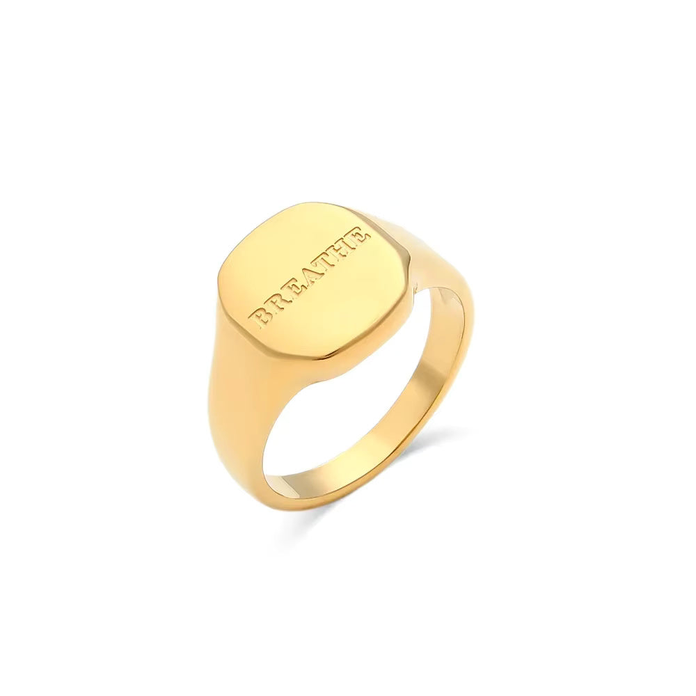 Gold Script Ring