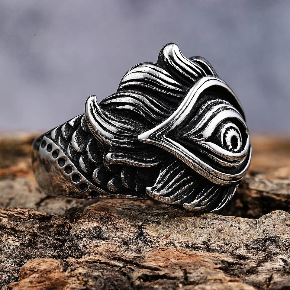 Peacock feather eye ring