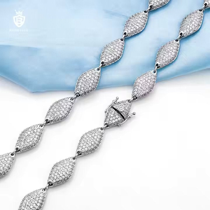 Tennis Chain - 12mm Marquise Zircon, Sterling Silver