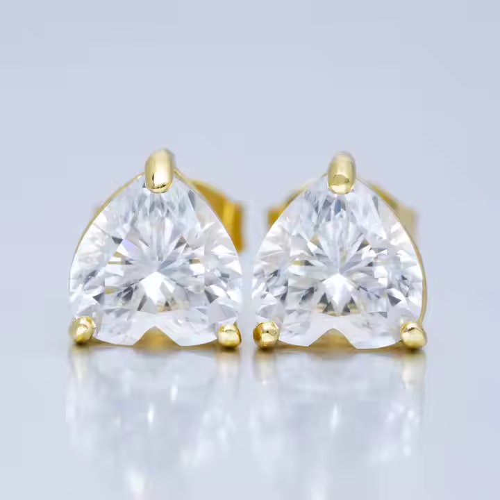 Heart Stud Earrings - 6.5mm VVS Moissanite, Sterling Silver