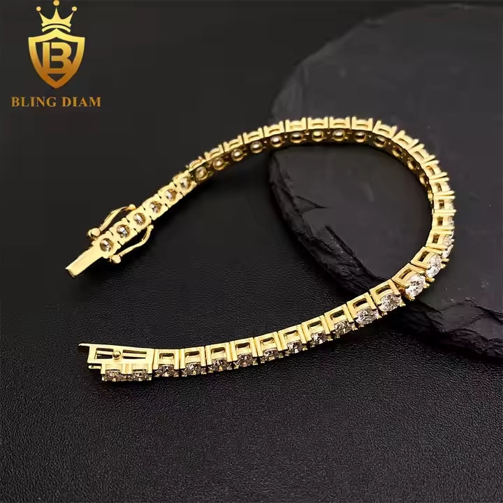 Signature Tennis Bracelet - 4mm VVS Moissanite, Gold Plated & 925 Sterling Silver