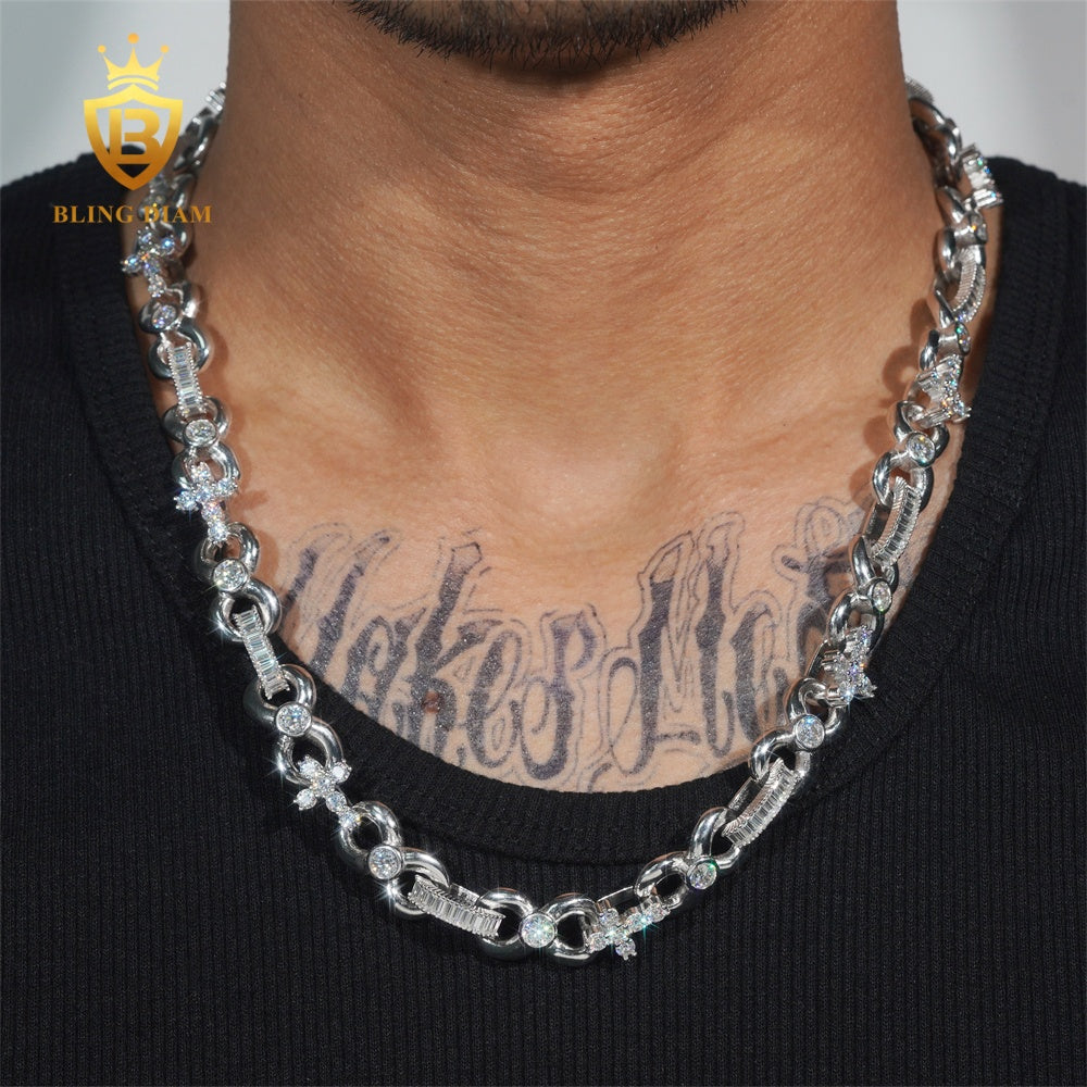 925 Sterling Silver 13mm moissanite chain