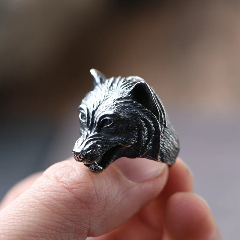 Oxidized Wolf Ring