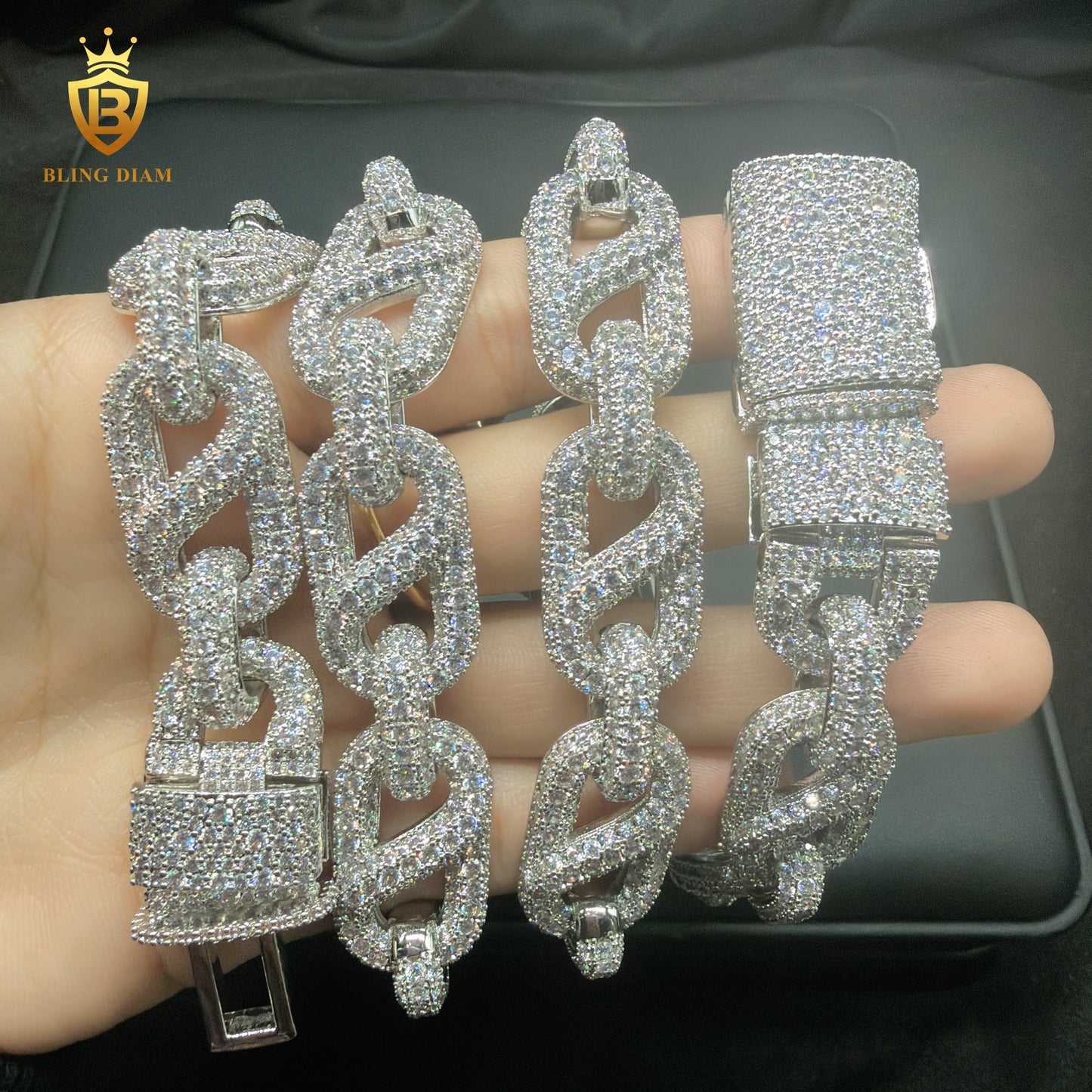 Miossanite 15mm 925 Silver VVS chain