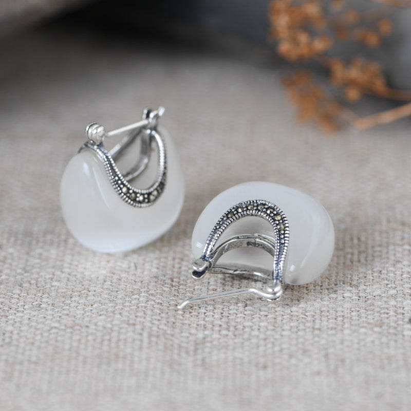 Inlaid with Synthetic Opal Earrings