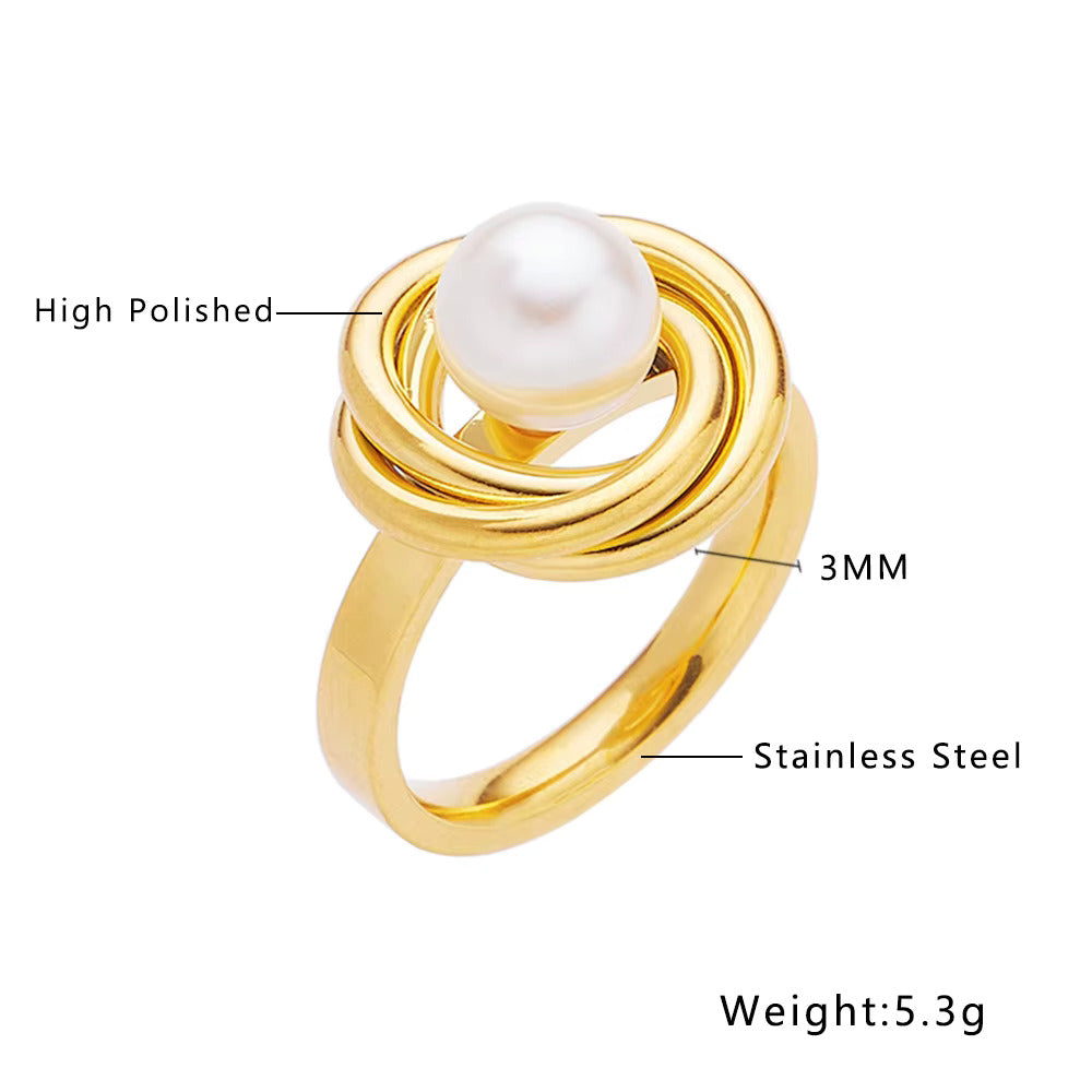 Rhinestone Pearl Ring