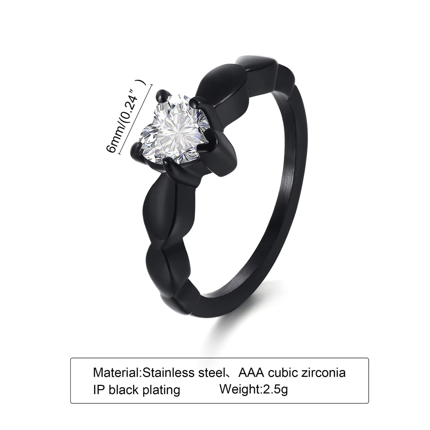 Heart Cubic Zirconia Jewelry Rings