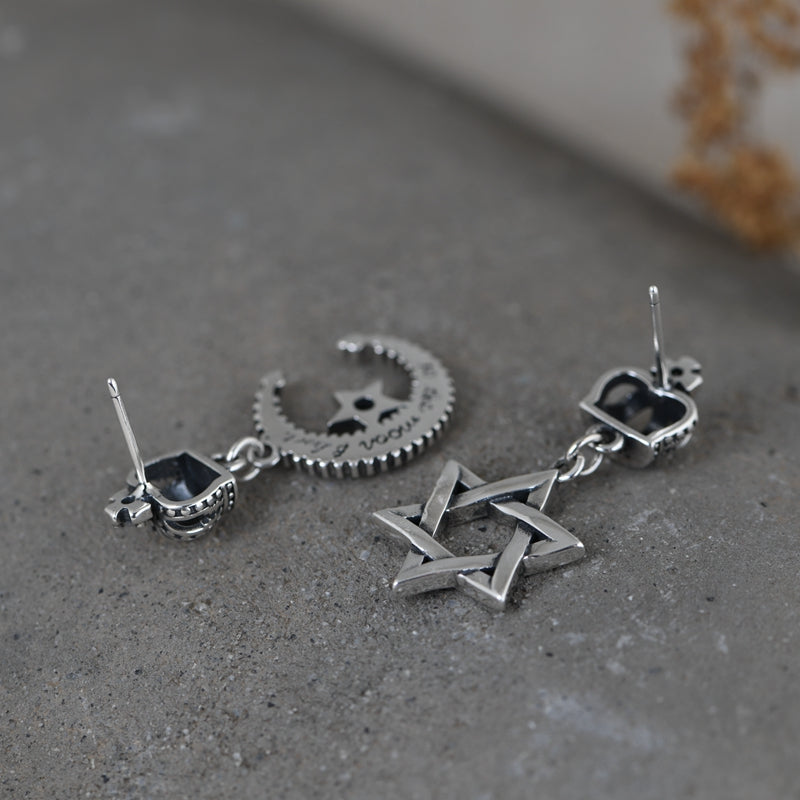 Crown Star Crescent Earrings