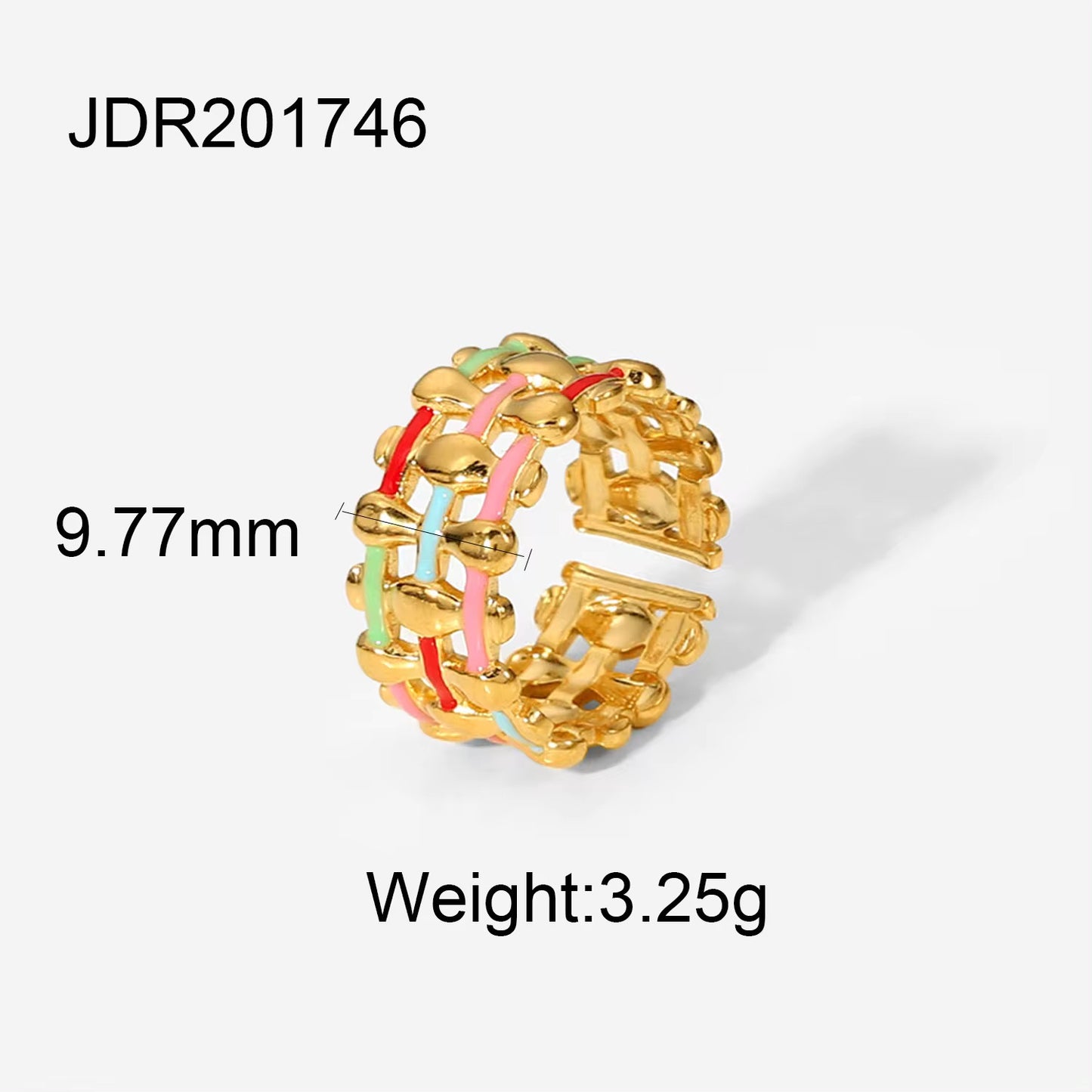 Gold Plated Geometric Colorful Enamel Knuckle Snake Finger Rings
