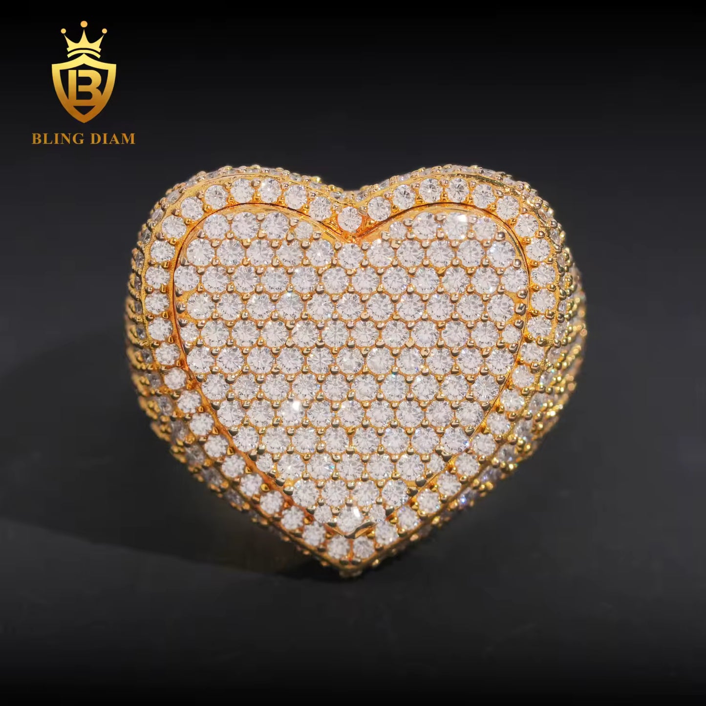 Iced Out Heart-Shaped Ring