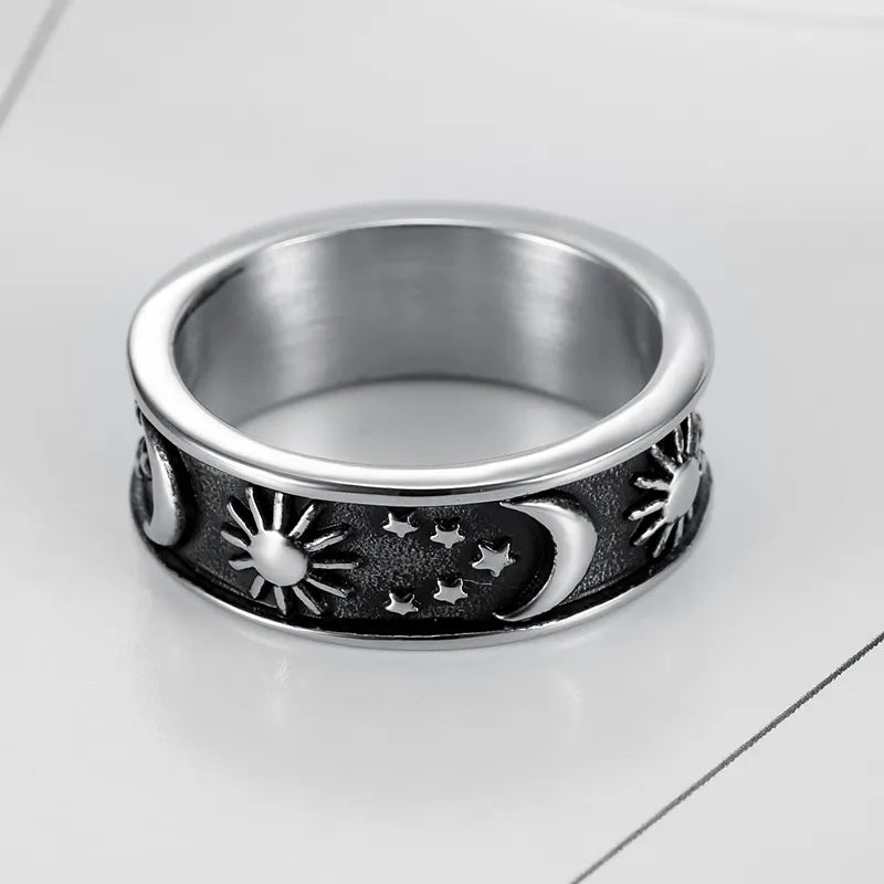 Sun and moon star ring