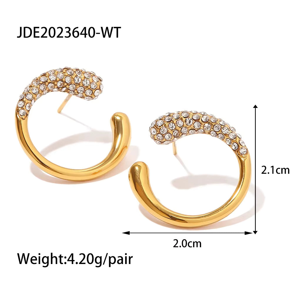 CC Shape Zircon Pearl Inlaid Earring