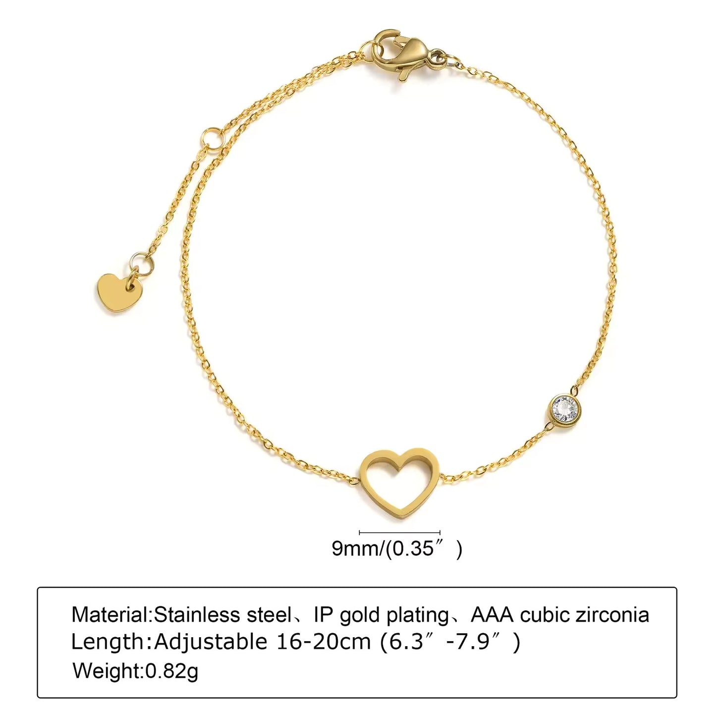Zircon Heart Flower Bracelet